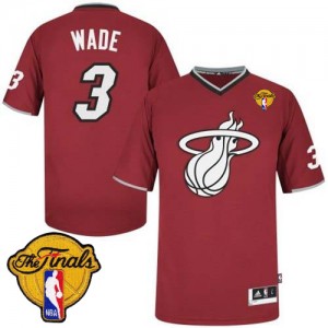 Maillot NBA Authentic Dwyane Wade #3 Miami Heat 2013 Christmas Day Finals Patch Rouge - Homme