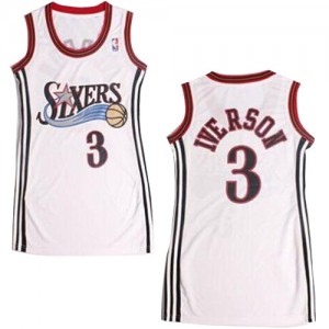 Maillot NBA Philadelphia 76ers #3 Allen Iverson Blanc Adidas Swingman Dress - Femme