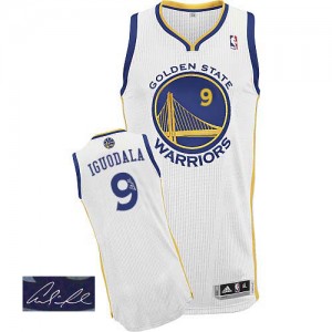 Maillot NBA Golden State Warriors #9 Andre Iguodala Blanc Adidas Authentic Home Autographed - Homme