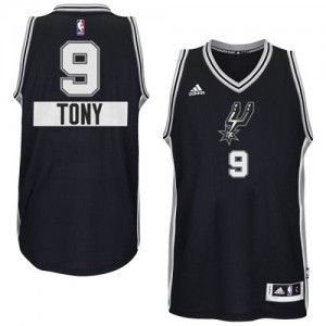 San Antonio Spurs #9 Adidas 2014-15 Christmas Day Noir Authentic Maillot d'équipe de NBA 100% authentique - Tony Parker pour Homme