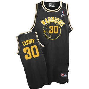 Maillot NBA Authentic Stephen Curry #30 Golden State Warriors Throwback Noir - Homme