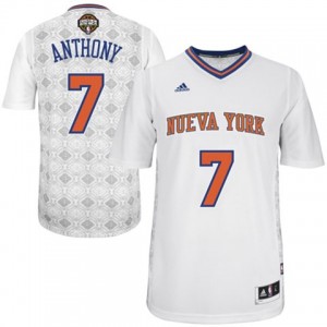 New York Knicks #7 Adidas New Latin Nights Blanc Swingman Maillot d'équipe de NBA la vente - Carmelo Anthony pour Homme
