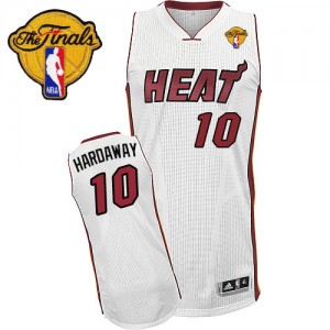 Maillot NBA Miami Heat #10 Tim Hardaway Blanc Adidas Authentic Home Finals Patch - Homme