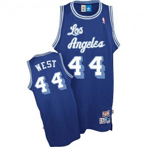 Los Angeles Lakers Mitchell and Ness Jerry West #44 Throwback Authentic Maillot d'équipe de NBA - Bleu pour Homme