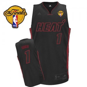 Maillot NBA Noir noir / Rouge Chris Bosh #1 Miami Heat Finals Patch Swingman Homme Adidas