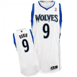 Maillot NBA Minnesota Timberwolves #9 Ricky Rubio Blanc Adidas Authentic Home - Homme