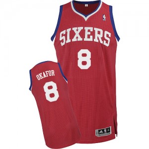 Philadelphia 76ers #8 Adidas Road Rouge Authentic Maillot d'équipe de NBA Magasin d'usine - Jahlil Okafor pour Homme