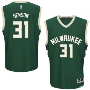 Maillot NBA Milwaukee Bucks #31 John Henson Vert Adidas Authentic Road - Homme