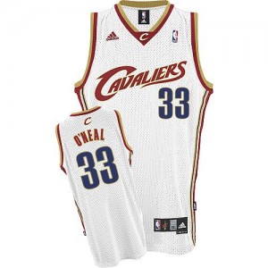 Cleveland Cavaliers #33 Adidas Throwback Blanc Swingman Maillot d'équipe de NBA sortie magasin - Shaquille O'Neal pour Homme