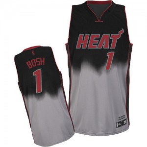 Miami Heat #1 Adidas Fadeaway Fashion Gris noir Authentic Maillot d'équipe de NBA Le meilleur cadeau - Chris Bosh pour Homme