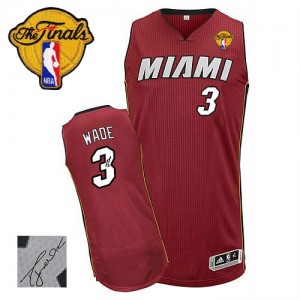 Miami Heat #3 Adidas Alternate Autographed Finals Patch Rouge Authentic Maillot d'équipe de NBA pas cher en ligne - Dwyane Wade pour Homme