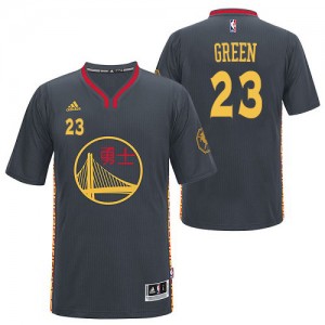 Maillot NBA Golden State Warriors #23 Draymond Green Noir Adidas Authentic Slate Chinese New Year - Homme