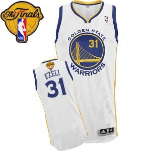 Maillot Authentic Golden State Warriors NBA Home 2015 The Finals Patch Blanc - #31 Festus Ezeli - Homme