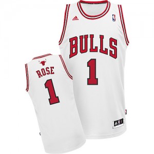 Chicago Bulls Derrick Rose #1 Home Swingman Maillot d'équipe de NBA - Blanc pour Enfants