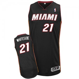 Maillot NBA Noir Hassan Whiteside #21 Miami Heat Road Authentic Enfants Adidas