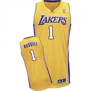 Maillot NBA Or D'Angelo Russell #1 Los Angeles Lakers Home Authentic Homme Adidas