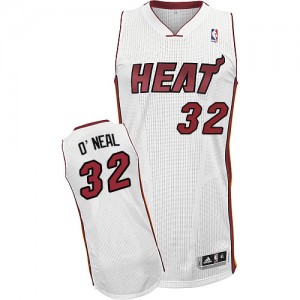 Maillot NBA Blanc Shaquille O'Neal #32 Miami Heat Home Authentic Homme Adidas