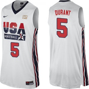 Maillot NBA Authentic Kevin Durant #5 Team USA 2012 Olympic Retro Blanc - Homme