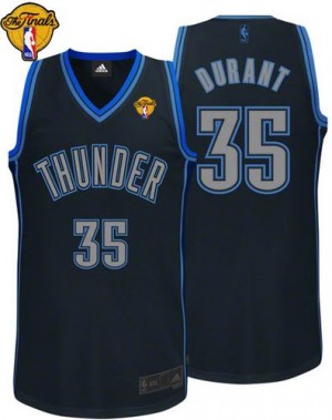 Maillot NBA Noir Kevin Durant #35 Oklahoma City Thunder Graystone Fashion Finals Patch Authentic Homme Adidas