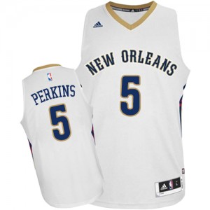 New Orleans Pelicans Kendrick Perkins #5 Home Authentic Maillot d'équipe de NBA - Blanc pour Homme