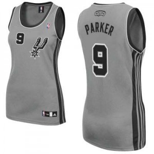 Maillot NBA Gris argenté Tony Parker #9 San Antonio Spurs Alternate Authentic Femme Adidas