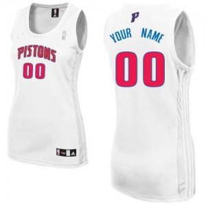 Detroit Pistons Authentic Personnalisé Home Maillot d'équipe de NBA - Blanc pour Femme