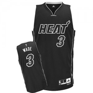 Miami Heat Dwyane Wade #3 Shadow Authentic Maillot d'équipe de NBA - Noir pour Homme
