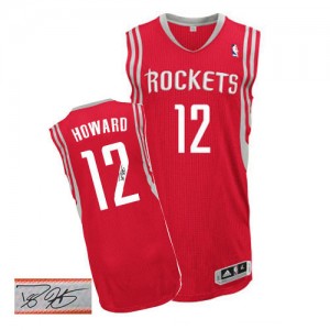 Maillot NBA Rouge Dwight Howard #12 Houston Rockets Road Autographed Authentic Homme Adidas