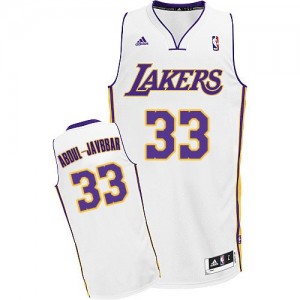Maillot NBA Los Angeles Lakers #33 Kareem Abdul-Jabbar Blanc Adidas Swingman Alternate - Homme