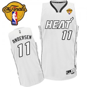 Maillot NBA Miami Heat #11 Chris Andersen Blanc Adidas Authentic Finals Patch - Homme