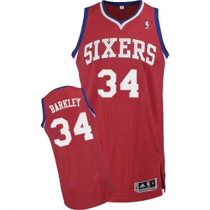 Maillot Adidas Rouge Road Authentic Philadelphia 76ers - Charles Barkley #34 - Homme