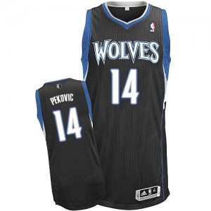 Maillot NBA Noir Nikola Pekovic #14 Minnesota Timberwolves Alternate Authentic Homme Adidas
