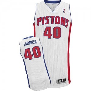 Detroit Pistons #40 Adidas Home Blanc Authentic Maillot d'équipe de NBA Vente - Bill Laimbeer pour Homme