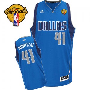 Maillot Swingman Dallas Mavericks NBA Road Finals Patch Bleu royal - #41 Dirk Nowitzki - Homme