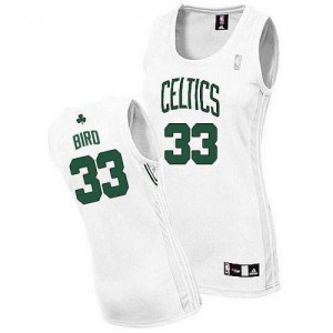 Maillot NBA Boston Celtics #33 Larry Bird Blanc Adidas Authentic Home - Femme