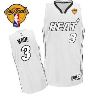 Maillot Authentic Miami Heat NBA Finals Patch Blanc - #3 Dwyane Wade - Homme