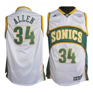Maillot NBA Oklahoma City Thunder #34 Ray Allen Blanc Adidas Swingman SuperSonics - Homme