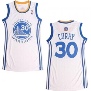 Maillot Authentic Golden State Warriors NBA Dress Blanc - #30 Stephen Curry - Femme