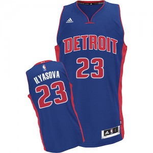 Maillot Adidas Bleu royal Road Swingman Detroit Pistons - Ersan Ilyasova #23 - Homme