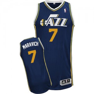 Utah Jazz Pete Maravich #7 Road Authentic Maillot d'équipe de NBA - Bleu marin pour Homme
