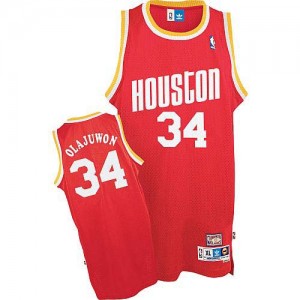 Houston Rockets Hakeem Olajuwon #34 Throwback Authentic Maillot d'équipe de NBA - Rouge pour Homme