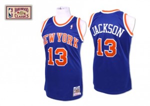 New York Knicks Mitchell and Ness Mark Jackson #13 Throwback Authentic Maillot d'équipe de NBA - Bleu royal pour Homme