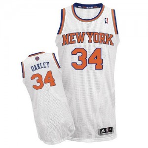 New York Knicks #34 Adidas Home Blanc Authentic Maillot d'équipe de NBA Peu co?teux - Charles Oakley pour Homme
