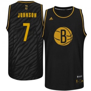 Maillot NBA Brooklyn Nets #7 Joe Johnson Noir Adidas Authentic Precious Metals Fashion - Homme