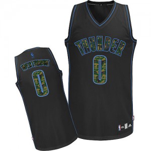 Maillot NBA Camo noir Russell Westbrook #0 Oklahoma City Thunder Fashion Authentic Homme Adidas