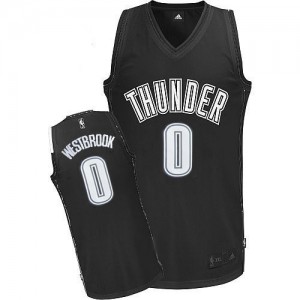Maillot Authentic Oklahoma City Thunder NBA Noir Blanc - #0 Russell Westbrook - Homme