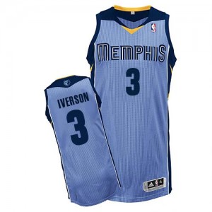 Memphis Grizzlies #3 Adidas Alternate Bleu clair Authentic Maillot d'équipe de NBA Vente pas cher - Allen Iverson pour Homme