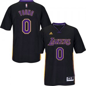 Maillot Adidas Noir (Violet No.) Authentic Los Angeles Lakers - Nick Young #0 - Homme