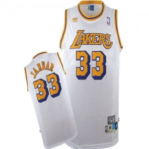 Maillot NBA Los Angeles Lakers #33 Kareem Abdul-Jabbar Blanc Adidas Authentic Throwback - Homme