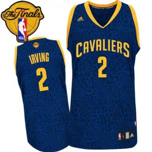 Maillot NBA Bleu Kyrie Irving #2 Cleveland Cavaliers Crazy Light 2015 The Finals Patch Authentic Homme Adidas